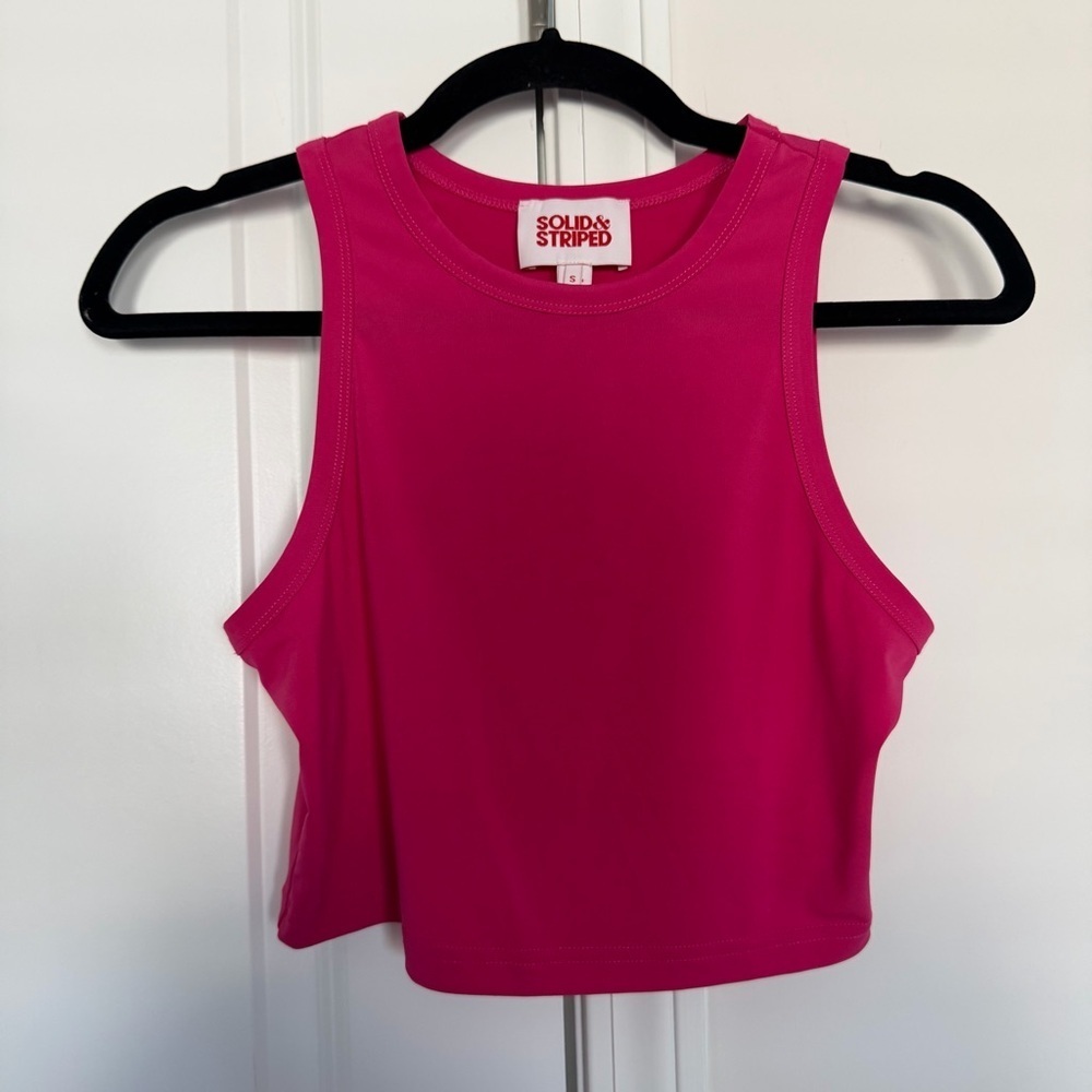 SOLID & STRIPED Pink Cropped Tank